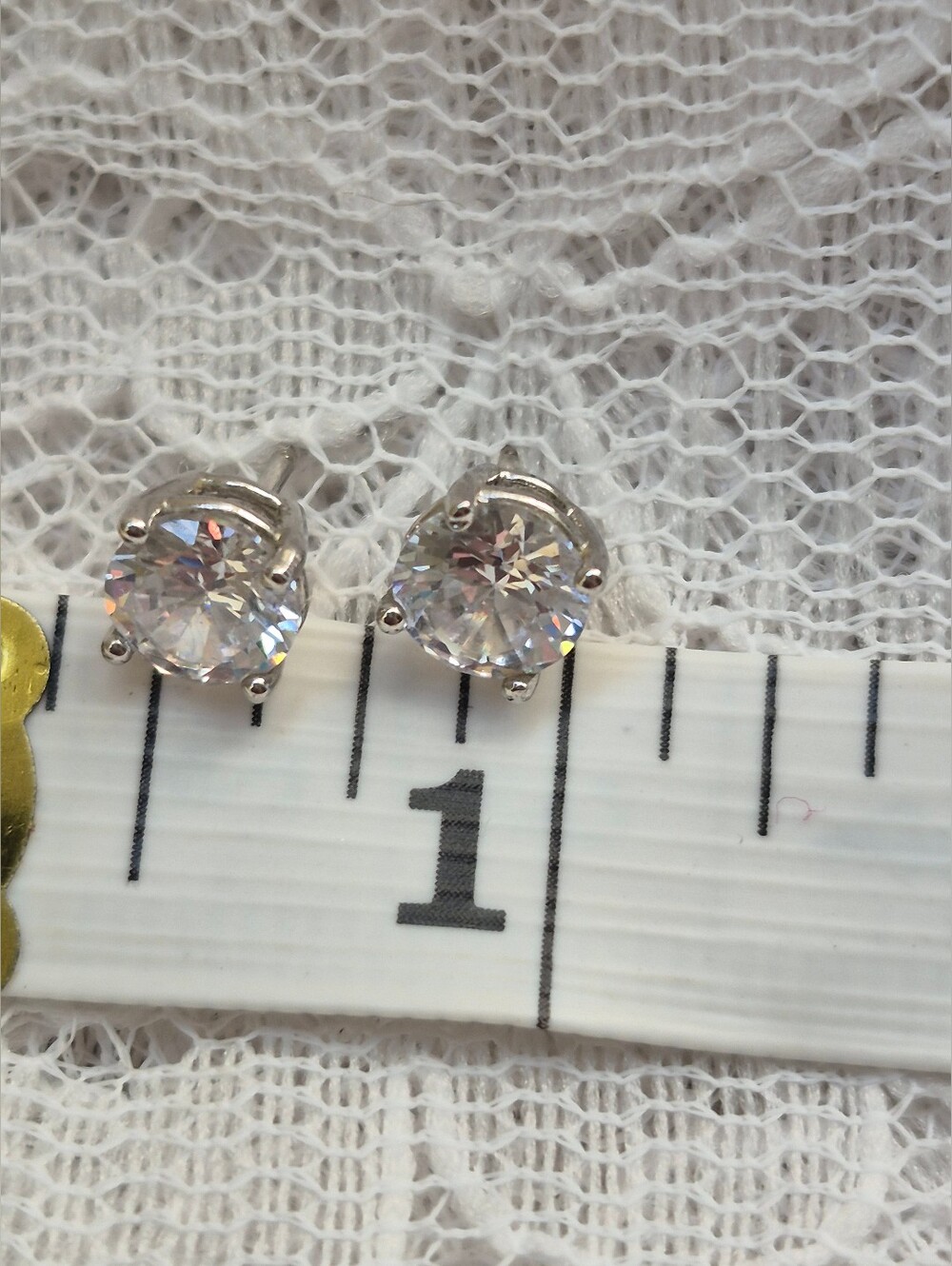 Sterling Silver S925 Signed Clear Crystal Stud Earrings - Women's Jewelry